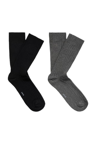 Lot 2 paires de chaussettes côtelées coton - Noir