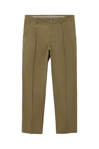 Pantalon droit à plis en coton lyocell - Vert