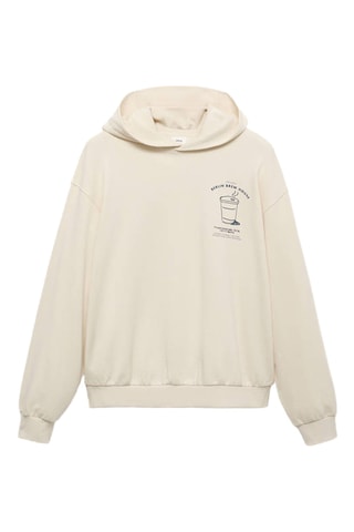 Sweat-shirt capuche graphique - Écru
