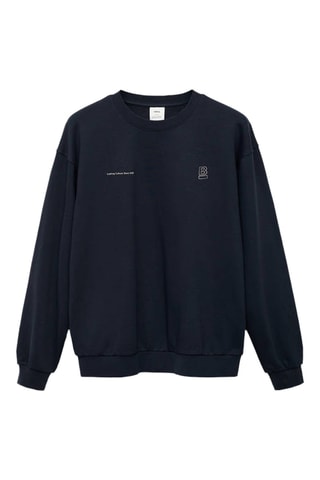 Sweat-shirt 100 % coton texte - Bleu marine