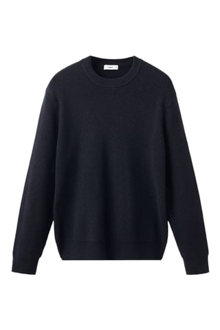 Pull-over maille côtelée - Bleu marine