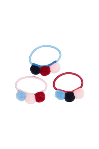 3 élastiques à pompons fille - Bleu - Du Pareil Au Même