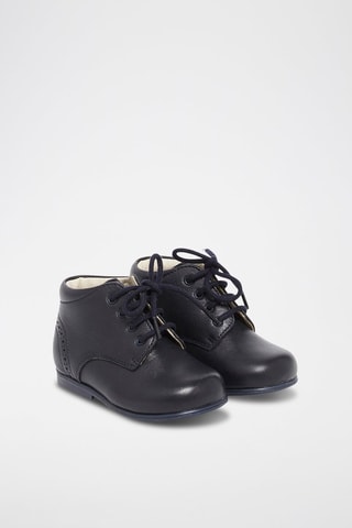 Bottillons perforés en cuir lisse - Bleu