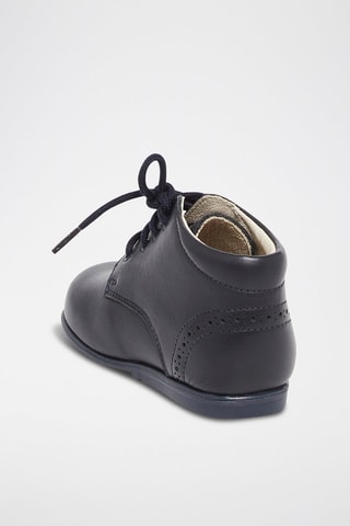 Bottillons perforés en cuir lisse - Bleu