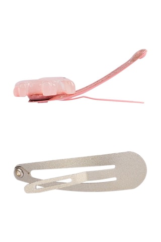 2 paires de barrettes à cheveux - Rose et doré