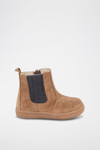 Chelsea boots en croûte de cuir Taupe