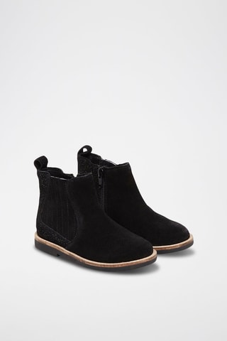 Bottines en croûte de cuir - Noir