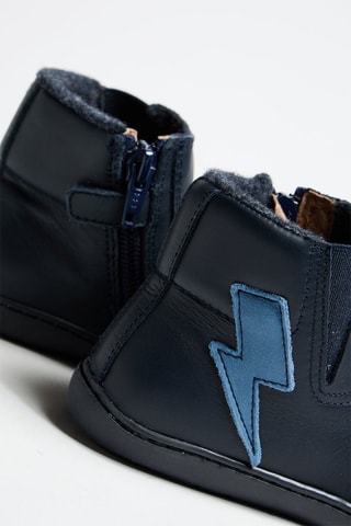 Bottines fourrées en cuir - Bleu - Du Pareil Au Même