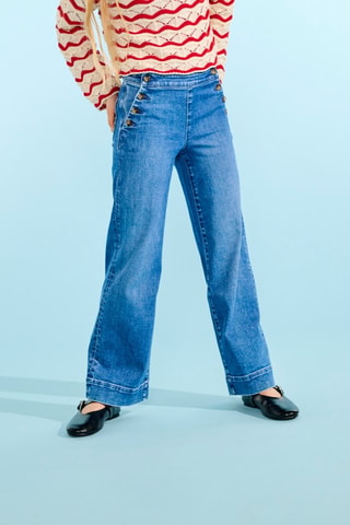Broek Wide Legs Hoge Taille -  Kobaltblauw