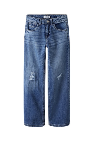 3 Biologisch Katoenen Jeans Wide Legs Hoge Taille -  Donkerblauw