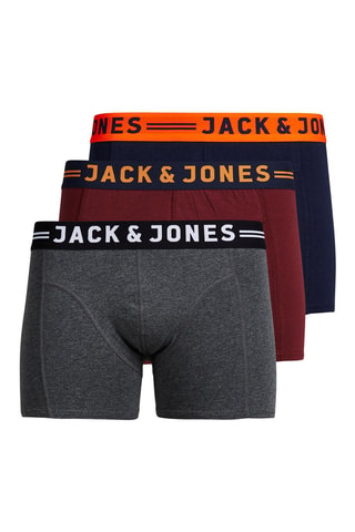 3 Boxers Bordeauxrood en Marineblauw - Jack & Jones Junior