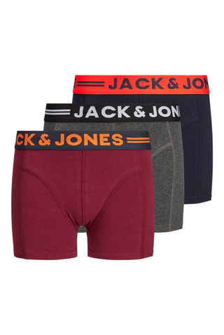 3 Boxers Bordeauxrood en Marineblauw - Jack & Jones Junior