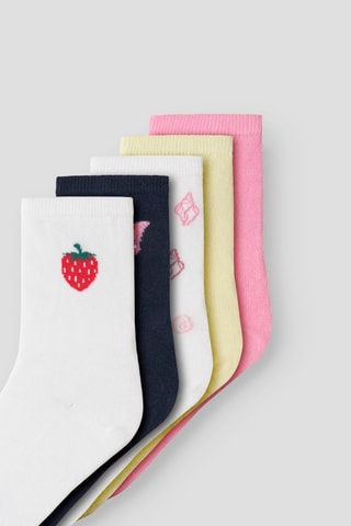 5 Biologisch Katoenen Sokken - Wit en Roze - Name it