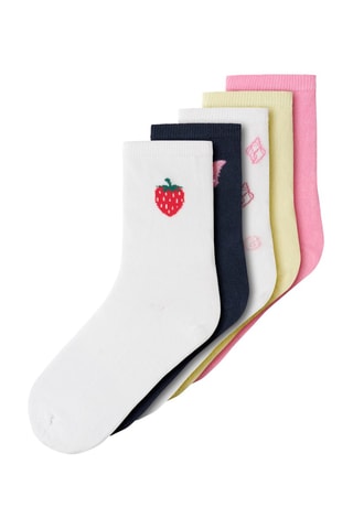 5 Biologisch Katoenen Sokken - Wit en Roze - Name it