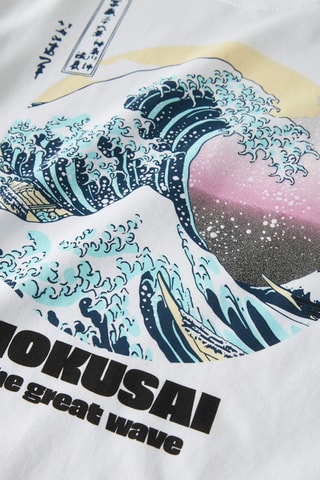 T-shirt Regular Fit The Big Wave van Kanagawa Katsushika Hokusa -  Wit