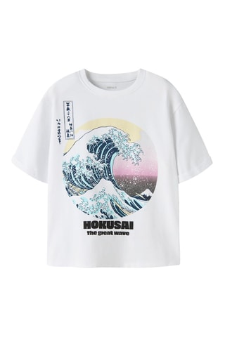 T-shirt Regular Fit The Big Wave van Kanagawa Katsushika Hokusa -  Wit