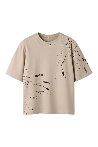 Biologisch Katoenen T-shirt Relaxed Fit - Name It -  Beige