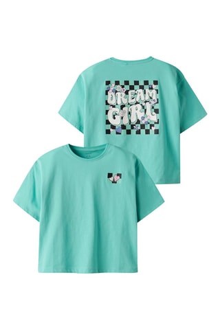 Biologisch Katoenen T-shirt Loose Fit -  Turquoise