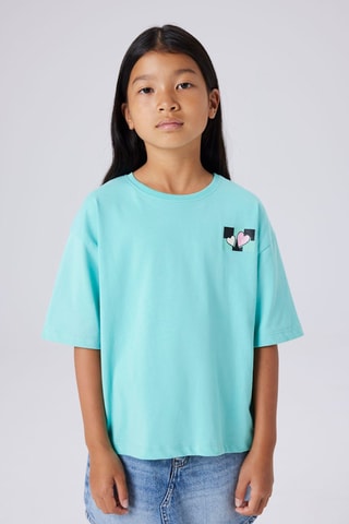 Biologisch Katoenen T-shirt Loose Fit -  Turquoise
