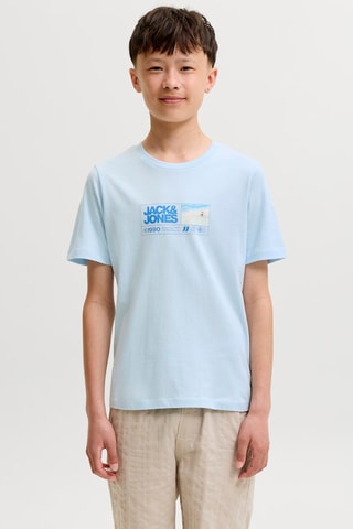 Biologisch Katoenen T-shirt Regular Fit - Jack&Jones -  Hemelsblauw