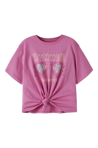 Geknoopt Biokatoenen T-shirt - Roze - Name It