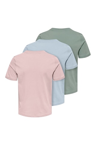 3 Biologisch Katoenen T-shirt Regular Fit -  Lichtpaars, groen en hemelsblauw