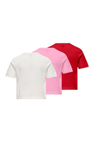 3 Biologisch Katoenen T-shirt Regular Fit -  Wit en Roze