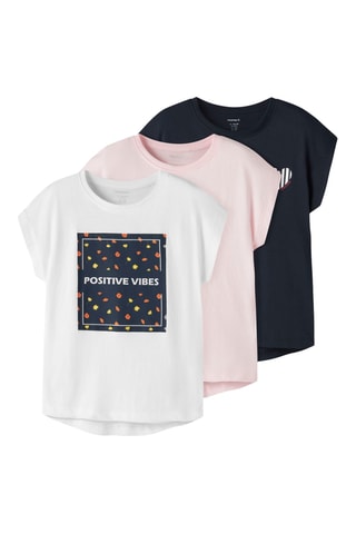 3 T-shirts - Wit en Roze - Name it