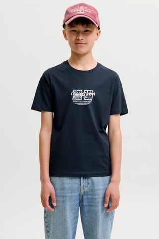Biologisch Katoenen T-shirt Regular Fit - Jack&Jones -  Blauw