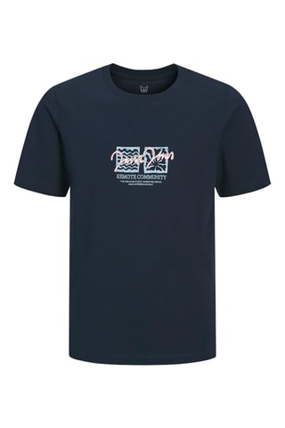 Biologisch Katoenen T-shirt Regular Fit - Jack&Jones -  Blauw