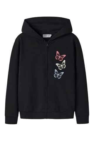 Biologisch Katoenen Sweater met Capuchon - Zwart - Name it