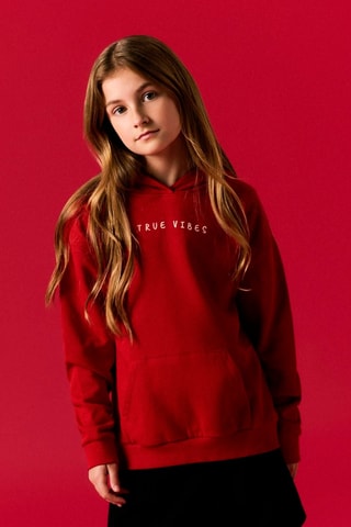 Biologisch Katoenen Sweater met Capuchon - Rood - Name it
