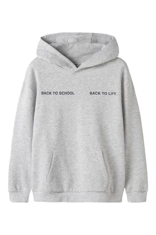 Biologisch Katoenen Sweater met Capuchon - Gemêleerd Lichtgrijs - Name it