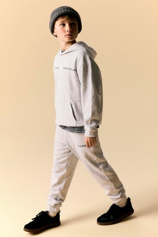 Biologisch Katoenen Sweater met Capuchon - Gemêleerd Lichtgrijs - Name it