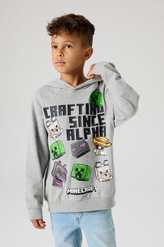Sweater met capuchon Minecraft - Gemêleerd Grijs - Name It