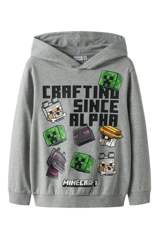 Sweater met capuchon Minecraft - Gemêleerd Grijs - Name It