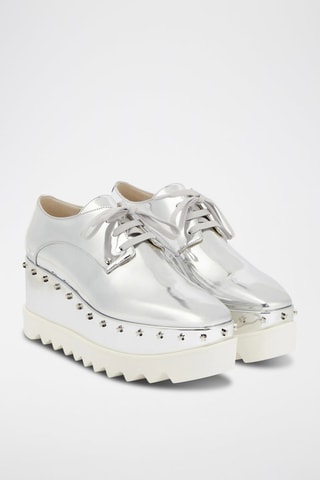 Derbys à talons plateformes - Blanc et argenté