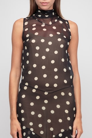 Robe droite en soie - Beige et noir