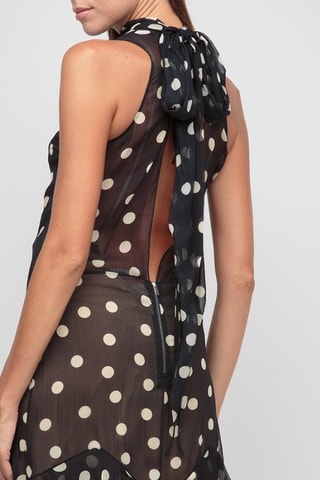 Robe droite en soie - Beige et noir