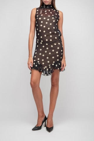 Robe droite en soie - Beige et noir
