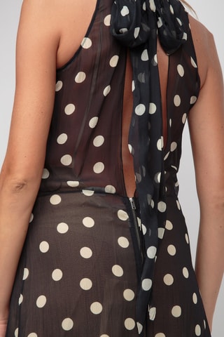Robe droite en soie - Beige et noir