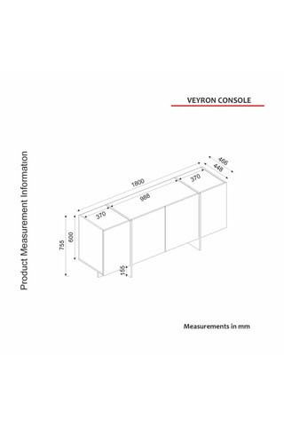Buffet 4 portes - 180 x 44,8 x 75,5 cm