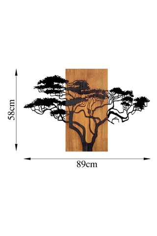 Décoration murale Acacacia - 90 x 58 cm - Naturel et noir