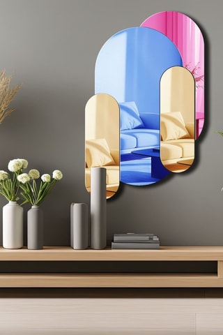 Miroir - 34 x 53 cm - Bleu et rose