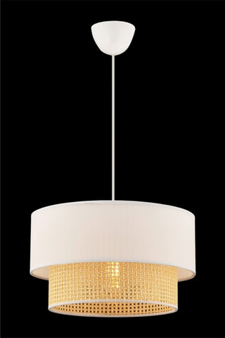 Suspension Echo Hazeran - Blanc et imitation osier - 60 W