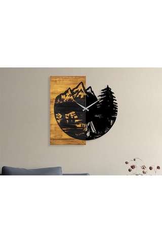 Horloge en bois - 56 x 58 cm - Naturel et noir