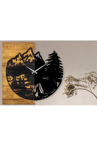 Horloge en bois - 56 x 58 cm - Naturel et noir