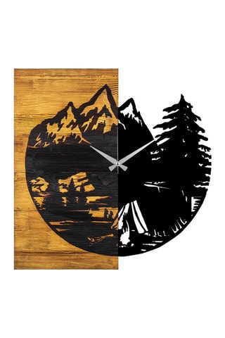 Horloge en bois - 56 x 58 cm - Naturel et noir