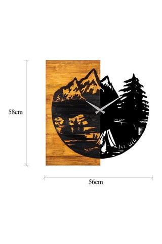 Horloge en bois - 56 x 58 cm - Naturel et noir