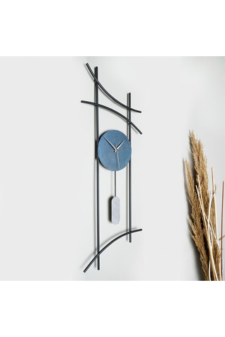 Horloge murale -  75 x 30 cm - Bleu et gris